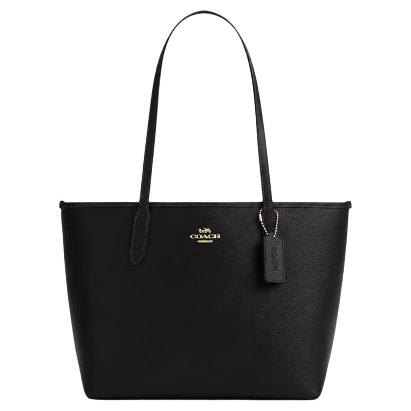 COACH/蔻驰官方奥莱款 City 26金色字母压印皮革单肩包女款CDX83