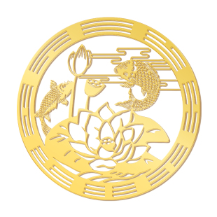 卫生间在正北专用荷花锦鲤图净秽贴纸鲤鱼贴金属锦鲤厕所九鱼挂件