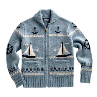 MT.Robson青果领羊毛开衫重磅毛衣外套美式复古夹克针织日本机织