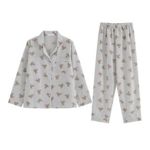 少女纯棉睡衣春秋新款ins公主风撞色格子韩版网红学生甜美家居服