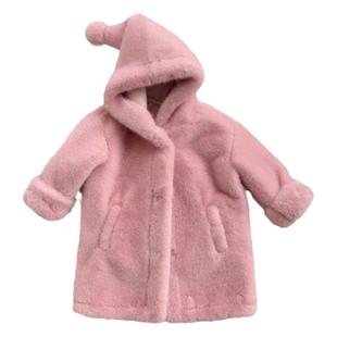 儿童皮草仿水貂绒外套男童女童中长款连帽棉衣小宝宝棉袄皮毛一体