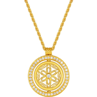 潮宏基臻金臻钻黄金钻石项链足金套链颈饰古法镶嵌大版可转动X