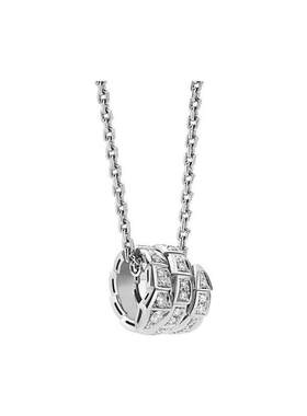 9.9新BVLGARI/宝格丽SERPENTI系列蛇头吊坠18K白金项链男女同款
