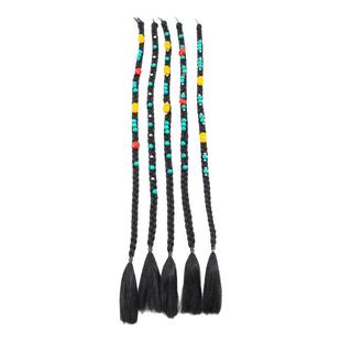 新款民族风藏族彩色钉珠脏辫仿松石装饰假发辫子异域风情麻花辫