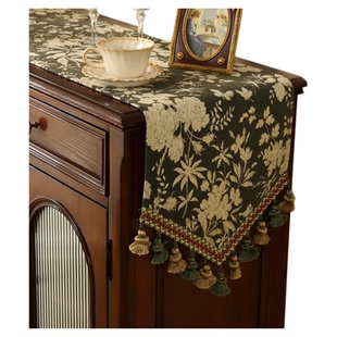美式复古桌旗法式高级感茶几旗盖布中古风斗柜电视柜餐桌布长条