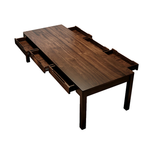 南美黑胡桃木带抽屉书桌茶桌一体两用客厅长条桌纯实木大板工作台