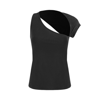 UNSPOKEN法式不规则斜肩针织背心女夏季2025新款高级感露肩上衣