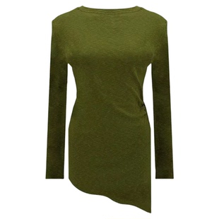 悠美秋冬女健身长袖长款瑜伽服侧开叉普拉提上衣轻暖遮臀遮尴尬线