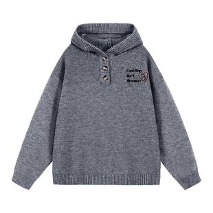 辛普森一家男款毛衣针织衫宽松套头慵懒风高级感秋冬保暖百搭连帽