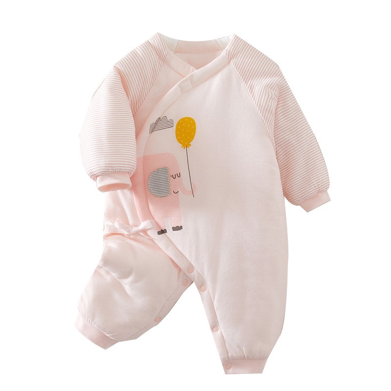 新生婴儿纯棉衣服秋冬加厚连体衣