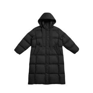 紫涵长款连帽羽绒服女2025年冬季新款立领抽绳过膝保暖白鸭绒外套