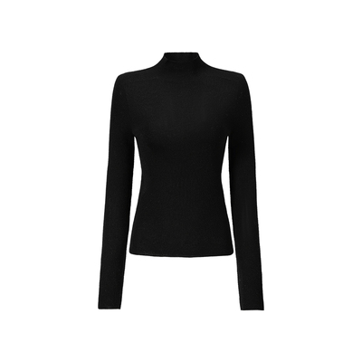 CHICHY高级黑色长袖修身针织衫