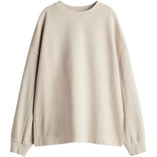 HM女装卫衣圆领棉质轻便宽松美式外出miu系长袖套衫打底衫1253858