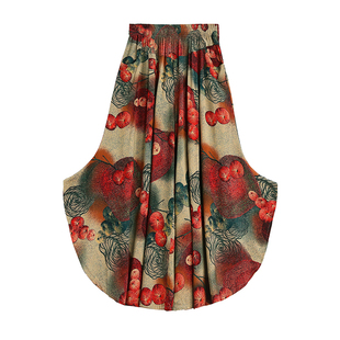 2026年新款夏季棉绸七分阔腿裤女高腰垂感裤子人造棉宽松薄款裙裤