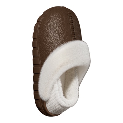 防水包跟棉拖鞋男女秋冬毛绒保暖室内居家外穿防滑可拆洗皮纹棉鞋