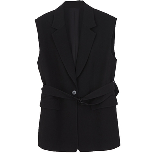 Lavinia春秋商场同款质感一粒扣黑色气质通勤百搭西装马甲B31M03P