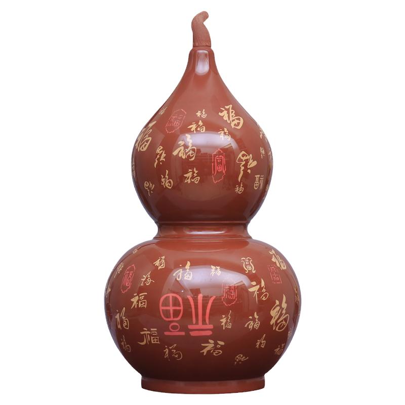 建水紫陶大号复烧葫芦艺术摆件玄关电视柜餐桌家居装饰品摆件T25
