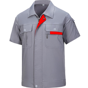 纯棉电焊工作服套装男士夏季薄款短袖防烫耐磨工人劳保服上衣定制