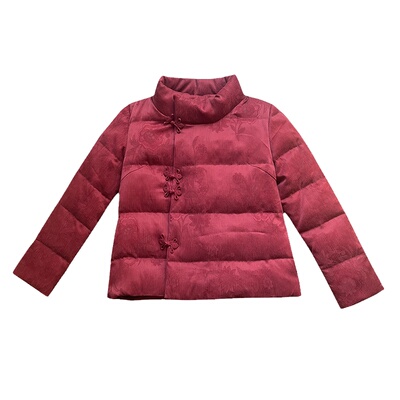 复古香云纱短款纯手工羽绒服