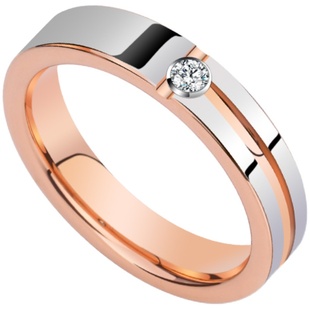 飒雅情侣对戒男士戒指玫瑰金结婚戒钨金彩金莫桑石钻戒女钨钢小众