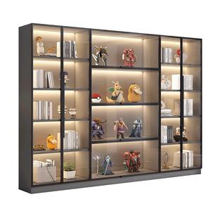 定制手办柜带玻璃门整墙防尘书架轻奢乐高模型展示陈列家用客厅柜