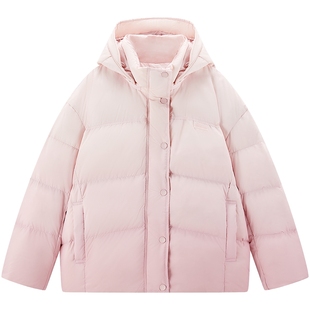 【商场同款】乐町渐变带帽羽绒服女装轻柔保暖宽松外套C1ACF4402