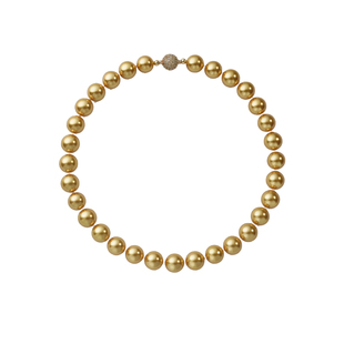 南洋金珠项链浓茶金澳母贝珍珠正圆强光微镶锆钻轻奢高级感锁骨链