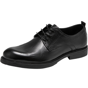 千百度男鞋正装皮鞋春秋百搭气质英伦风一脚蹬真皮男士商务皮鞋