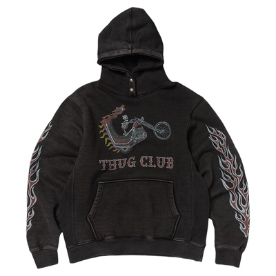 THUGCLUB复古机车做旧连帽衫