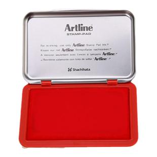 日本旗牌Artline大号方形红色印台黑色蓝紫绿色水性印泥印油橡胶章通用办公财务银行会计空白印台金属盖