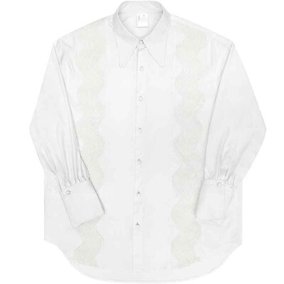 conpwaveshirt波浪白条纹衬衫