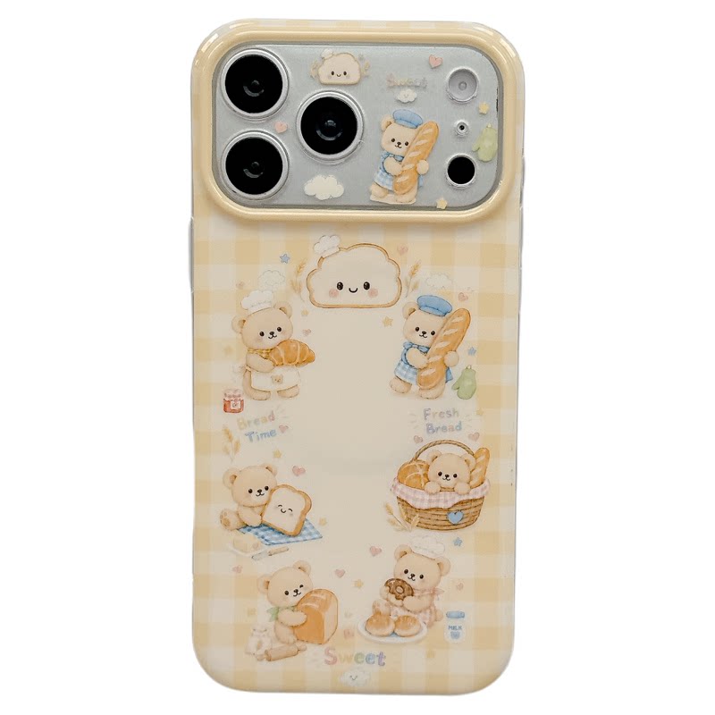 MoreRex治愈系吐司面包小熊摇摇乐支架适用苹果18手机壳iphone17promax新款18pro全包15防摔保护套14女16萌系