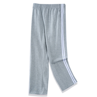 深蓝校服裤男女童加绒两条杠白边初中藏青小学生运动裤子灰色纯棉