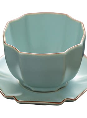 天青汝窑茶具主人杯开片陶瓷茶碗