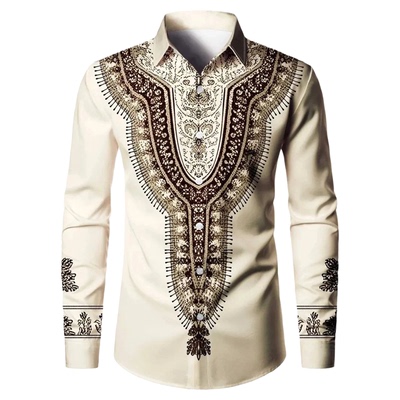 Flip collar printed long sleeved top for men翻领印花长袖上衣