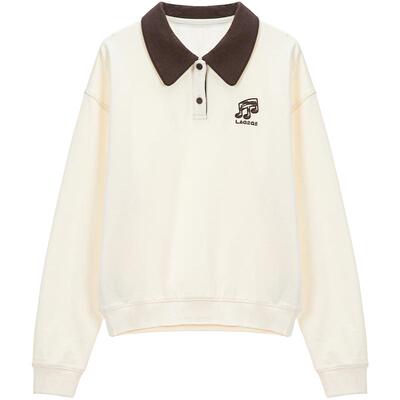 LAGOGO撞色翻领宽松学院风卫衣