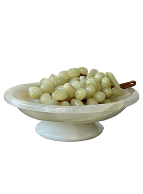 天然洞石托盘玉石不规则果盘套餐