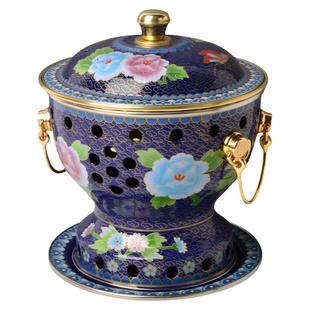 隆顺铜艺铜火锅单人珐琅彩新景泰蓝一人一锅分餐小火锅铜锅酒精炉