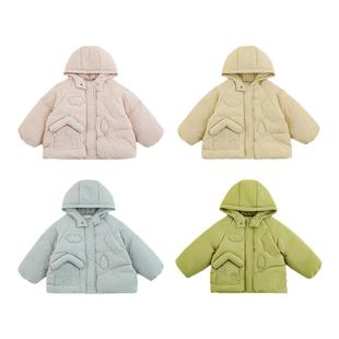 幼悠女童立体房子刺绣羽绒服冬季童趣可爱防风保暖插肩袖连帽外套