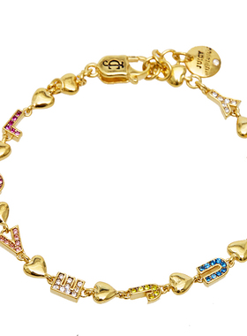 时尚百搭彩钻字母爱心手链