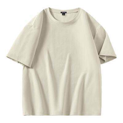 GV真维斯重磅短袖男夏季宽松休闲卡其色小领口索罗娜凉感t恤男生B