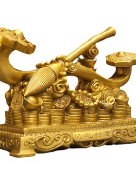 纯黄铜如意文昌笔摆件必定如意金榜题名客厅书房招财装饰工艺礼品