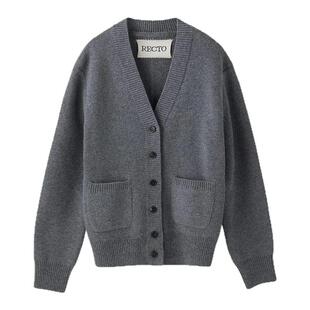 RECTO秋冬新款女士羊毛混纺单排扣针织开襟衫银泰百货