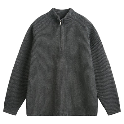 WASSUP复古半高领毛衣针织衫男款