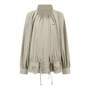 SHRO ENRO 秋冬新款女士复古雕花刺绣工装外套银泰百货 301469