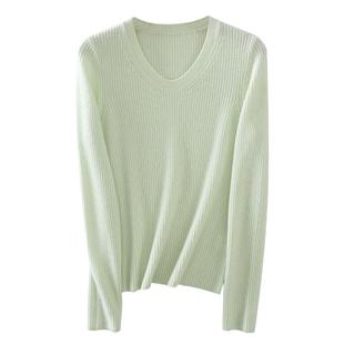 浅绿色低领毛衣女款2025新款春秋季外穿上衣显瘦绵羊毛打底衫