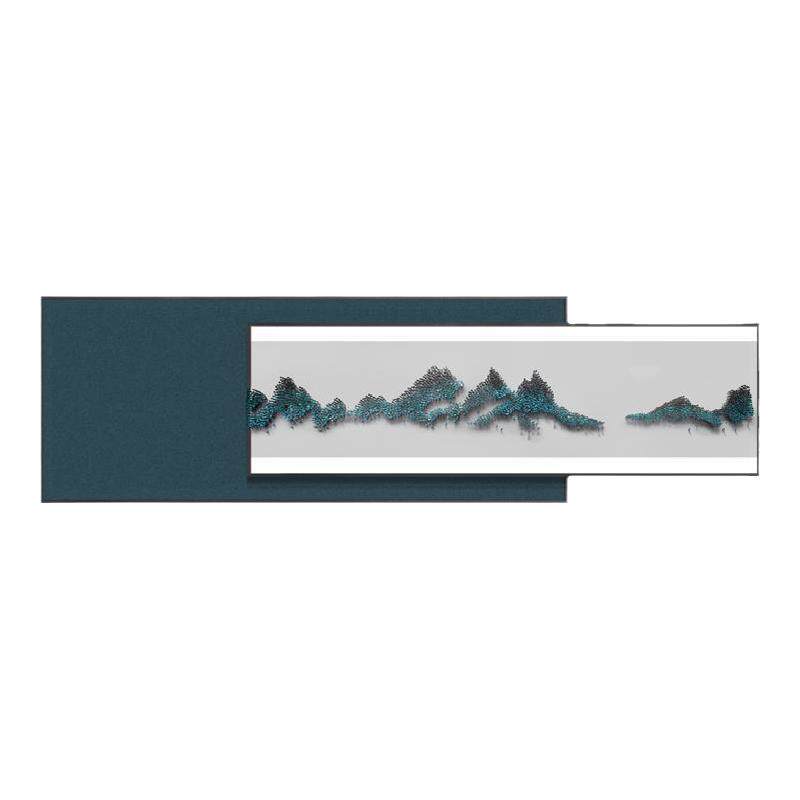 新中式钉子山水风景沙发背景挂画