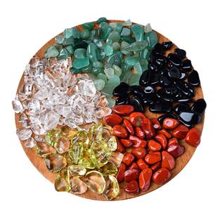 天然五色石聚宝盆五行水晶碎石金木水火土五彩石原石消磁净化摆件