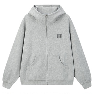 【云端触感】BONELESS空气层网格B牙刷绣拉链卫衣宽松休闲外套潮