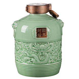 浮雕龙纹 1/2/3/5斤装酒坛酒罐壶陶瓷家用密封泡酒缸空酒瓶子礼盒